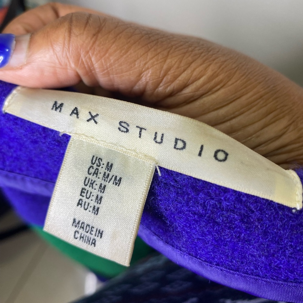 Max Studio Colorblock Open Front Coat Size M - image 5